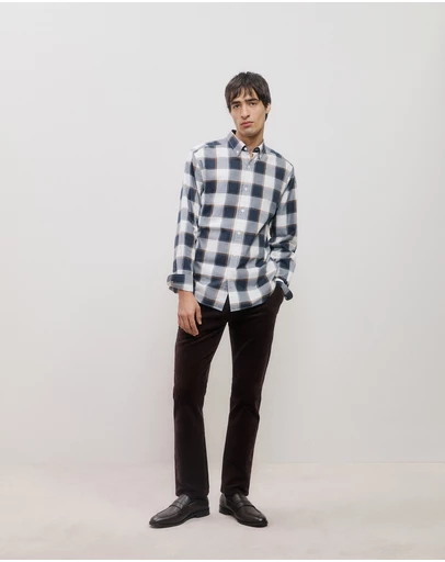 Trenery - Regular Fit Brushed Check Shirt in Marshmallow