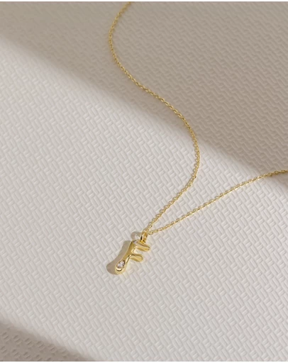 Wanderlust + Co - Alphabet Bubble Pendant Necklace - Letter F