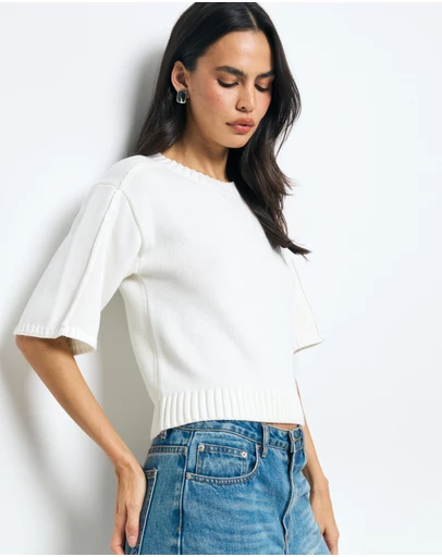 AERE - Elke Boxy Organic Cotton Knit Top