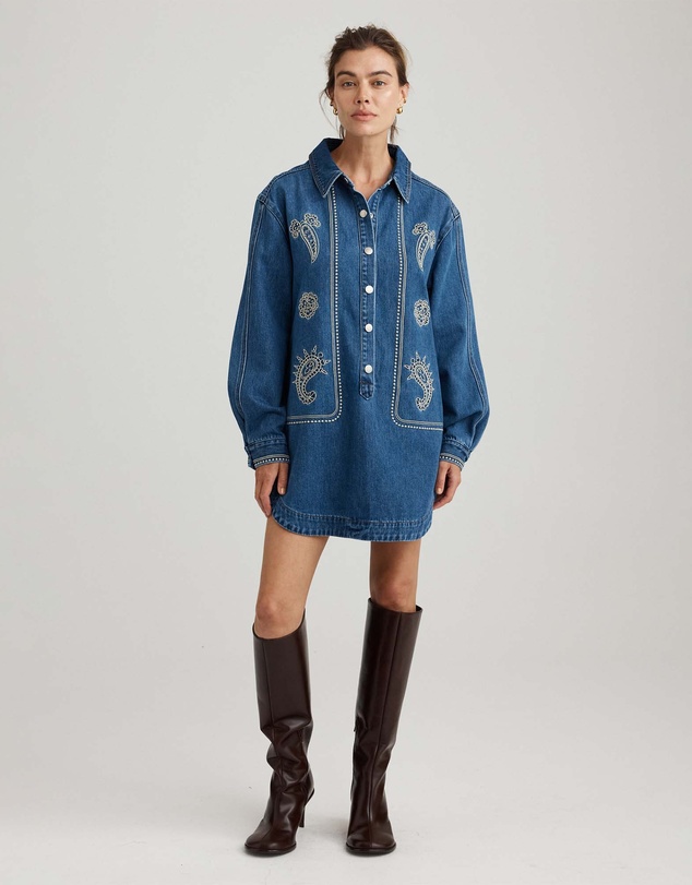 Mattir - Atlas Embroidered Dress