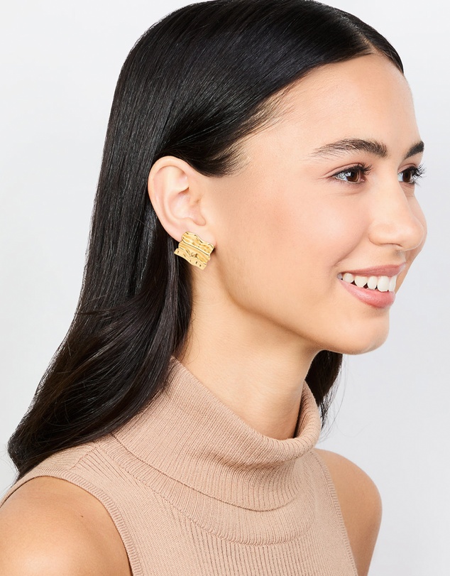 Lovisa - Waterproof Gold Plated Stainless Steel Square Textured Stud Earrings