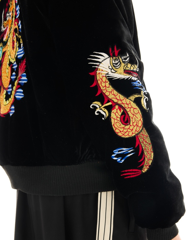 THE TALES - Tokyo Dragon Embroidered Velvet Bomber Jacket