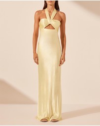Shona Joy - La Lune Ruched Halter Maxi Dress