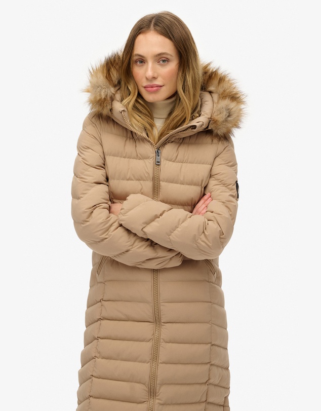 Superdry - Fuji Faux Fur Hooded Longline Slim Fit Jacket