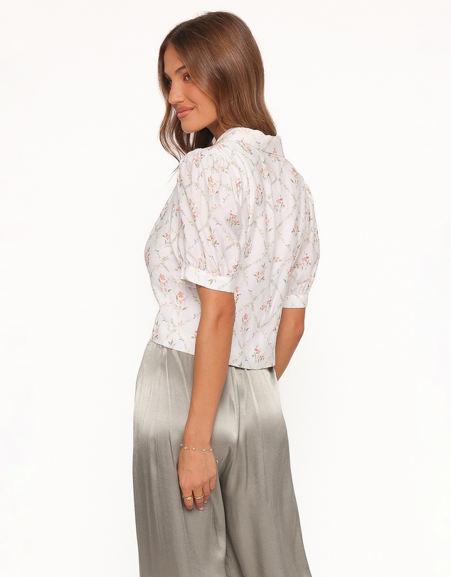 Petal & Pup - Steele Button Front Top - White Vintage Floral