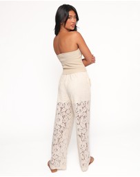 Petal & Pup - Sabina Lace Wide Leg Pant - Cream