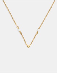 SAINT VALENTINE - Heart & Pearl Necklace - Gold