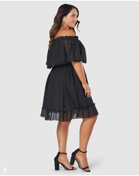 Pink Dusk by Curve Project - Sensual Off Shoulder Midi Dress