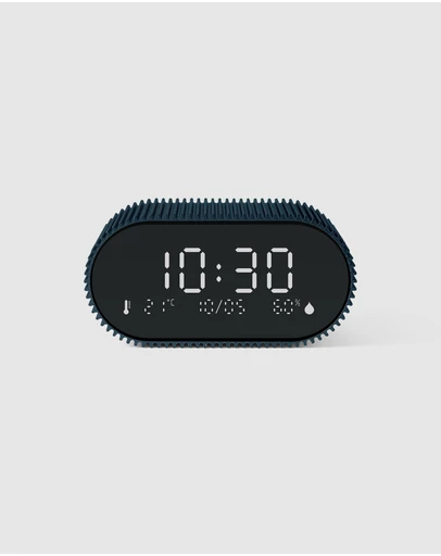 Lexon - Lexon Ray Clock Lcd Alarm Clock With Temperature / Humidity Display - Blue