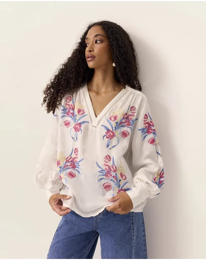 MOS The Label - Tulip Embroidery Blouse