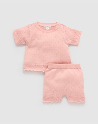 Purebaby - Scalloped Knit Set -Kids-Babies