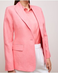 Trenery - Linen Twill Single Breasted Blazer in Pink Peony