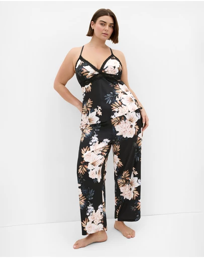 City Chic - Plus size Arcadia Cami Pant Set - black