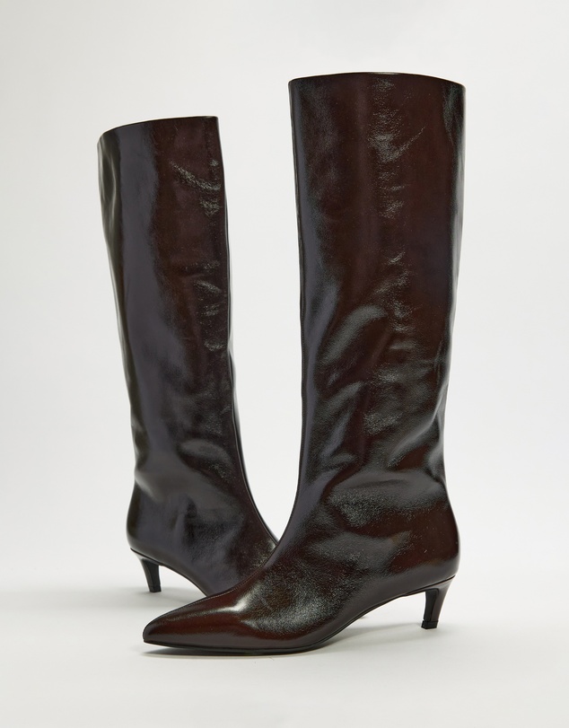 AERE - Nara Knee High Heeled Leather Boots