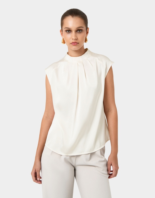 Forcast - Kiar Pleated Satin Top
