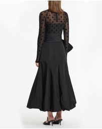 Carla Zampatti - Black Mesh Spot Long Sleeve Top
