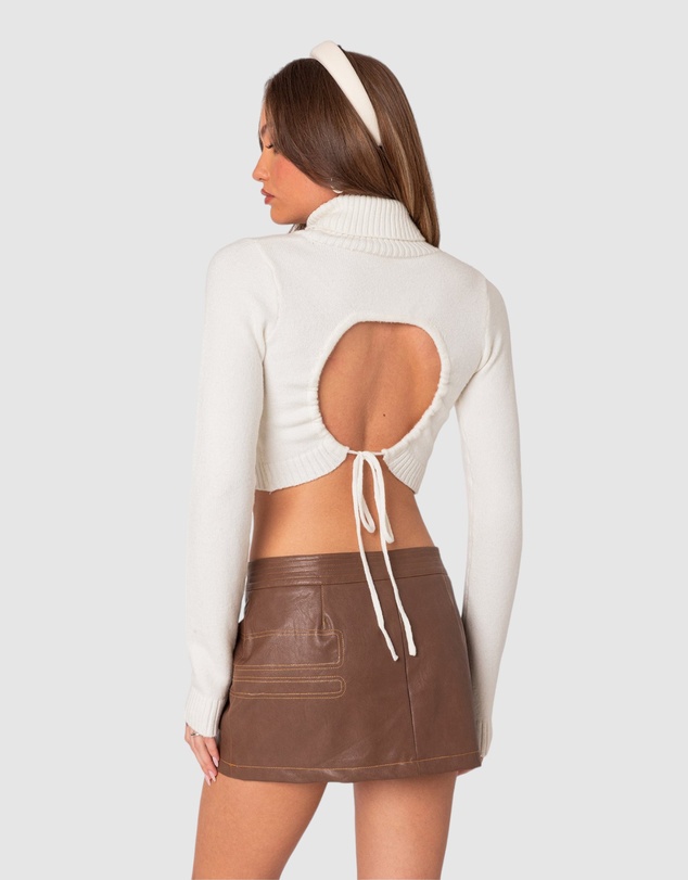EDIKTED - Back Cut Out Turtle Neck Sweater