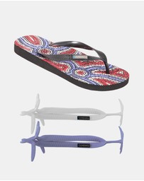 Boomerangz Footwear - Men's Saltwater Dreamtime Thongs 02 with arch support and 2 x interchangeable straps