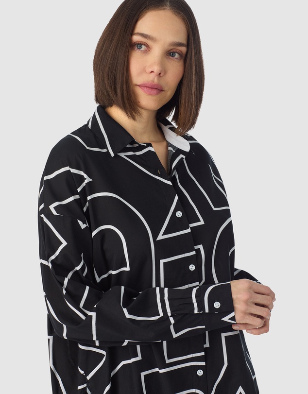DKNY - Cotton & Viscose Button Up Long Sleeve Long Pyjama Set
