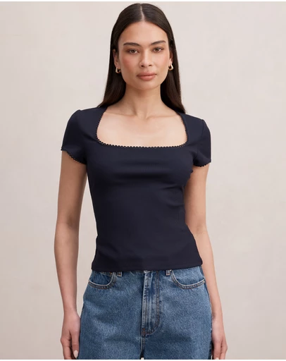 Forever New - Esther Scoop Neck Trim T-shirt