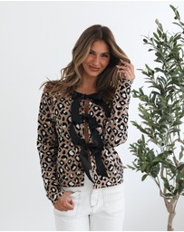 Esther & Co - Davia Cardigan - Camel Print