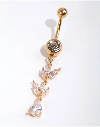 Lovisa - Gold Surgical Steel Marquise Cubic Zirconia Belly Bay