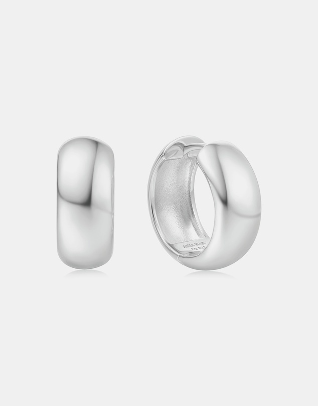 Ania Haie - Silver Chubby Medium Huggie Hoop Earrings