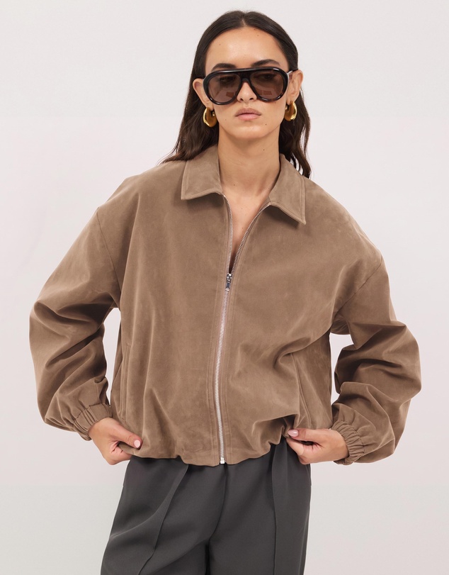 Calli - Hayden Faux Suede Bomber Jacket