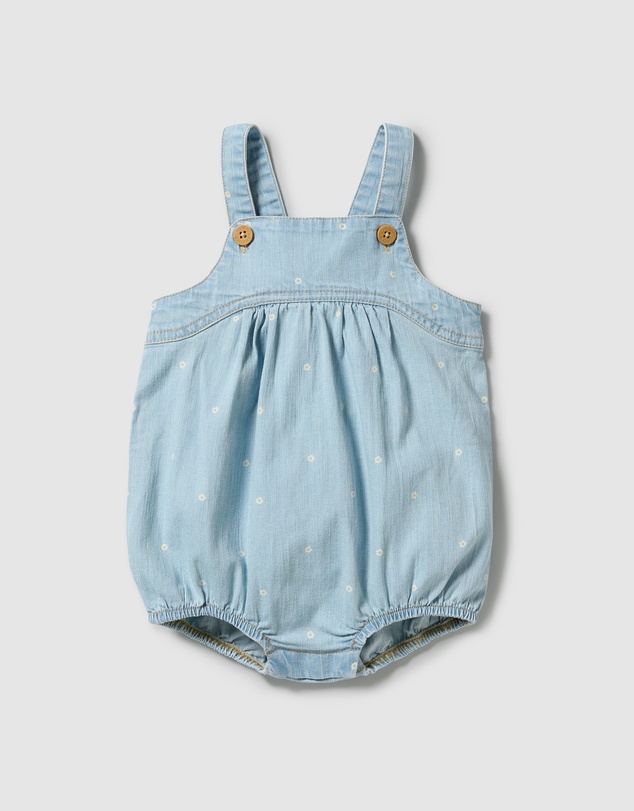 Wilson & Frenchy - Ditsy Daisy Organic Denim Bodysuit - Babies