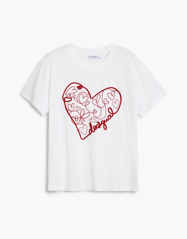 Desigual - T-shirt with embossed hearts