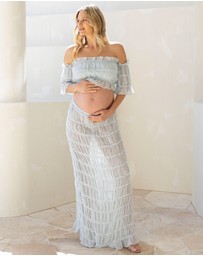 Angel Maternity - Marisol 2 piece Maternity Photoshoot Dress in Baby Blue