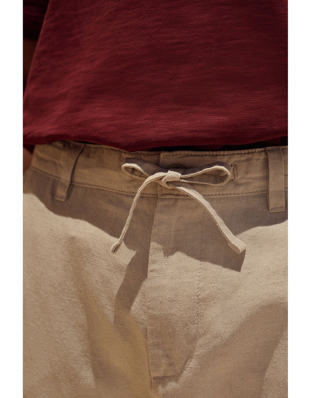 NEXT - Linen Cotton Elasticated Drawstring Trousers Regular Fit
