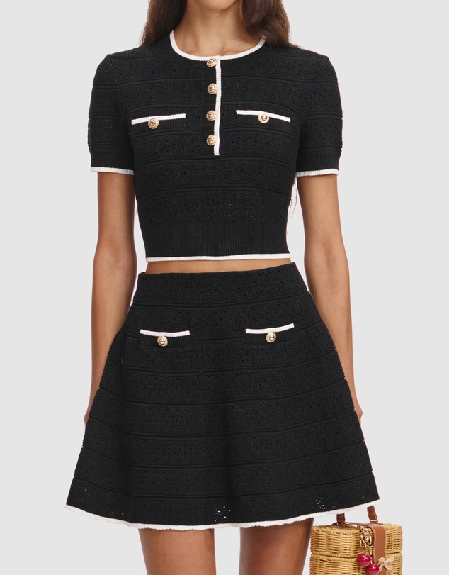 Self Portrait - Pointelle Knit Mini Skirt