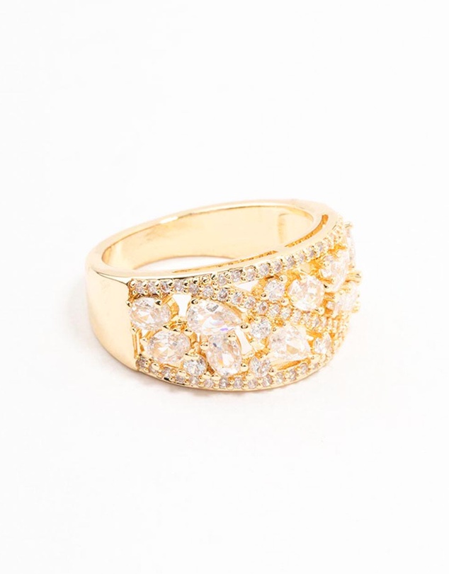 Lovisa - Gold Plated Mixed Stone Cubic Zirconia Ring