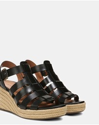 Vionic - Jaylah Wedge Sandal - Black Leather