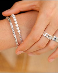 Kuzzoi - ICONIC EXCLUSIVE - Bracelet Men Trend Solid with shell core pearls in 925 sterling silver