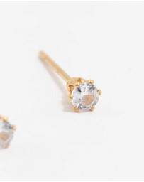 Lovisa - Waterproof Gold Plated Stainless Steel Cubic Zirconia Stud Earrings 3 MM