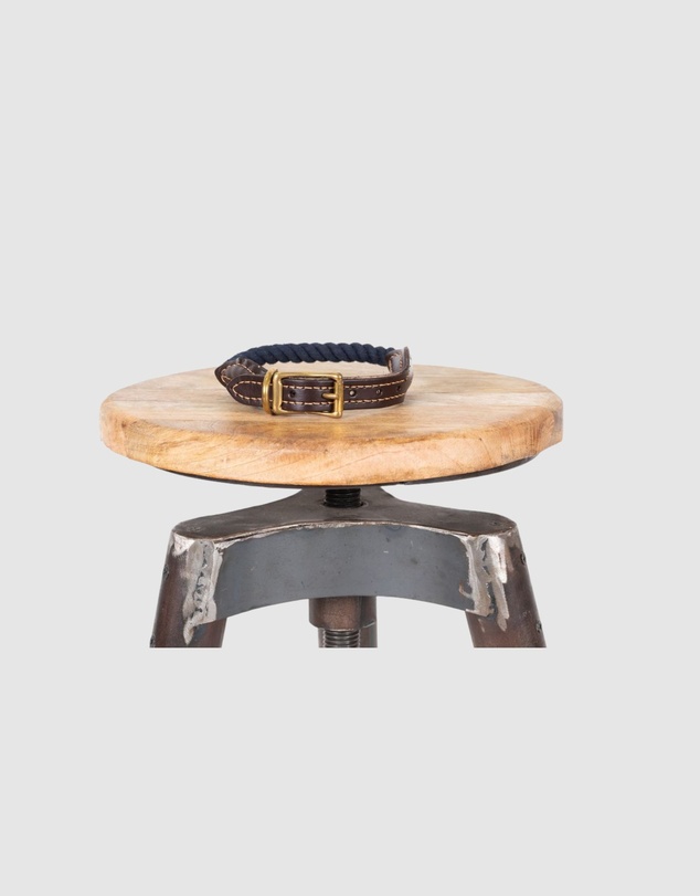 Mog & Bone - Rope & Leather Dog Collar- Navy