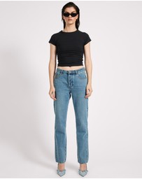 ONE TEASPOON - Austins Mid Waist Relaxed Straight Leg Jeans - Blue Crush