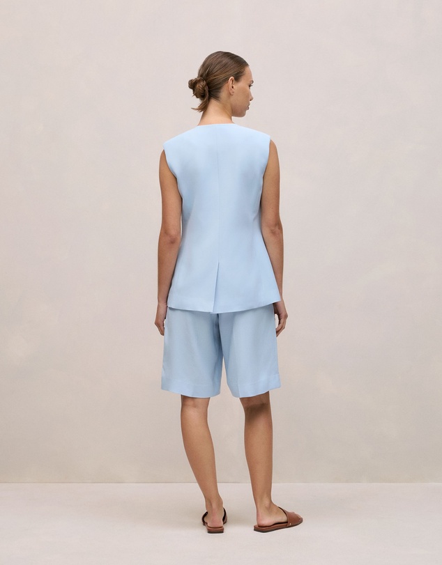 Trenery - Tailored Double Breasted Vest in Blue Marble