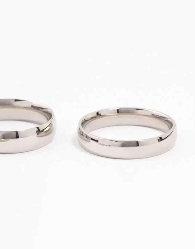 Lovisa - Waterproof Stainless Steel Plain Band Rings 3-Pack