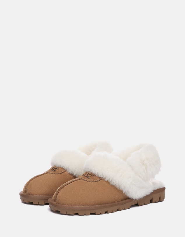 EVERAU - Australian Shepherd Ugg Waffle Fluffy Double Faced Sheepskin Upper House Shoes