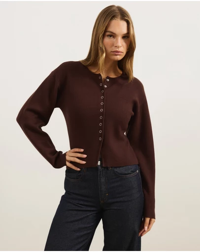 Atmos&Here - Rue Button Up Split Hem Knit Cardigan