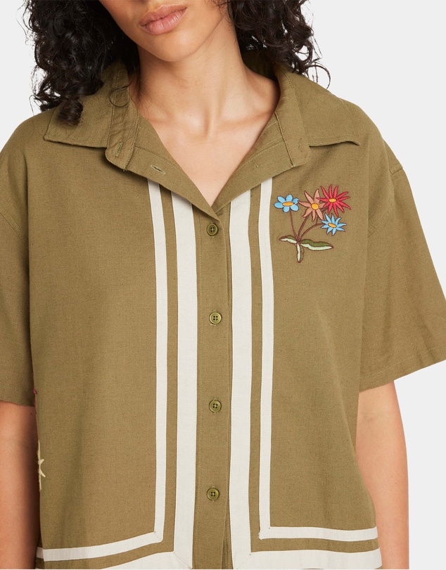 RVCA - Womens Mel G Button Down Short Sleeve Shirt