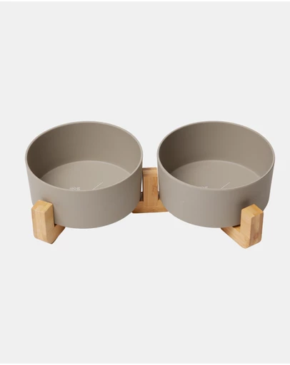 Mog & Bone - Double Bamboo Dog Bowl Mocha