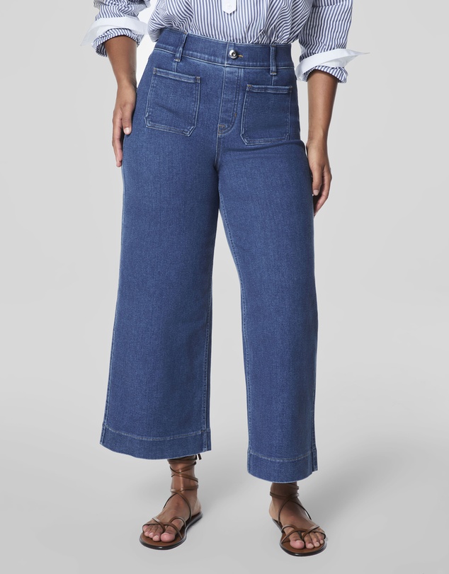 Spanx - Airessentials-Cropped Wide Leg Washed Blue