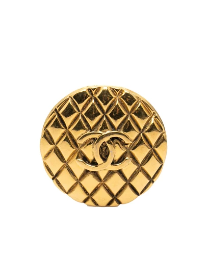 Pre-Loved by Azura Reborn - Pre-Loved CC Gold Plated Quilted Round Brooch