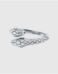 Nialaya Jewellery - Men's Stainless Steel Vintage Snake Ring
