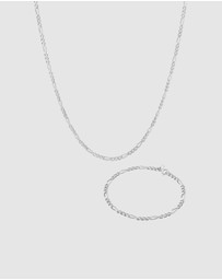 Kuzzoi - ICONIC EXCLUSIVE - Jewelry Set Men Figaro Chain in 925 Sterling Silver