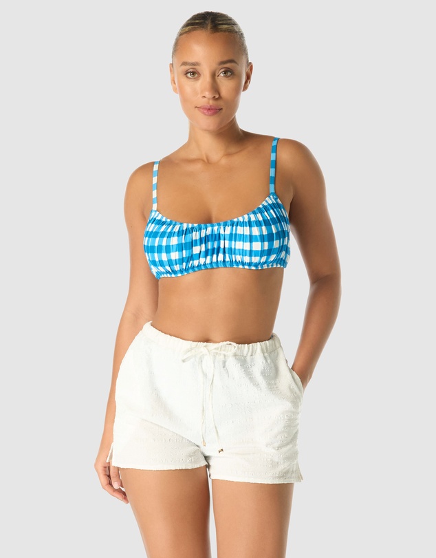 Kate Spade - Gingham Underwired Shirred Bandeau Bikini Top